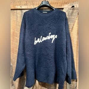 Balenciaga Oversized Dark Blue Textured Knit